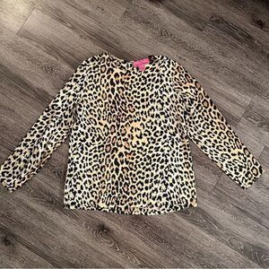 Ancora by Mary Ann Restivo Silk Leopard Blouse